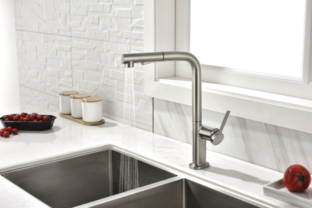 Смеситель для кухни Paulmark NEO Ne214419-BS на мойку никель